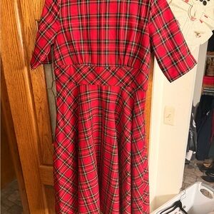 Hell Bunny Red Plaid Dress with Tartan Pattern